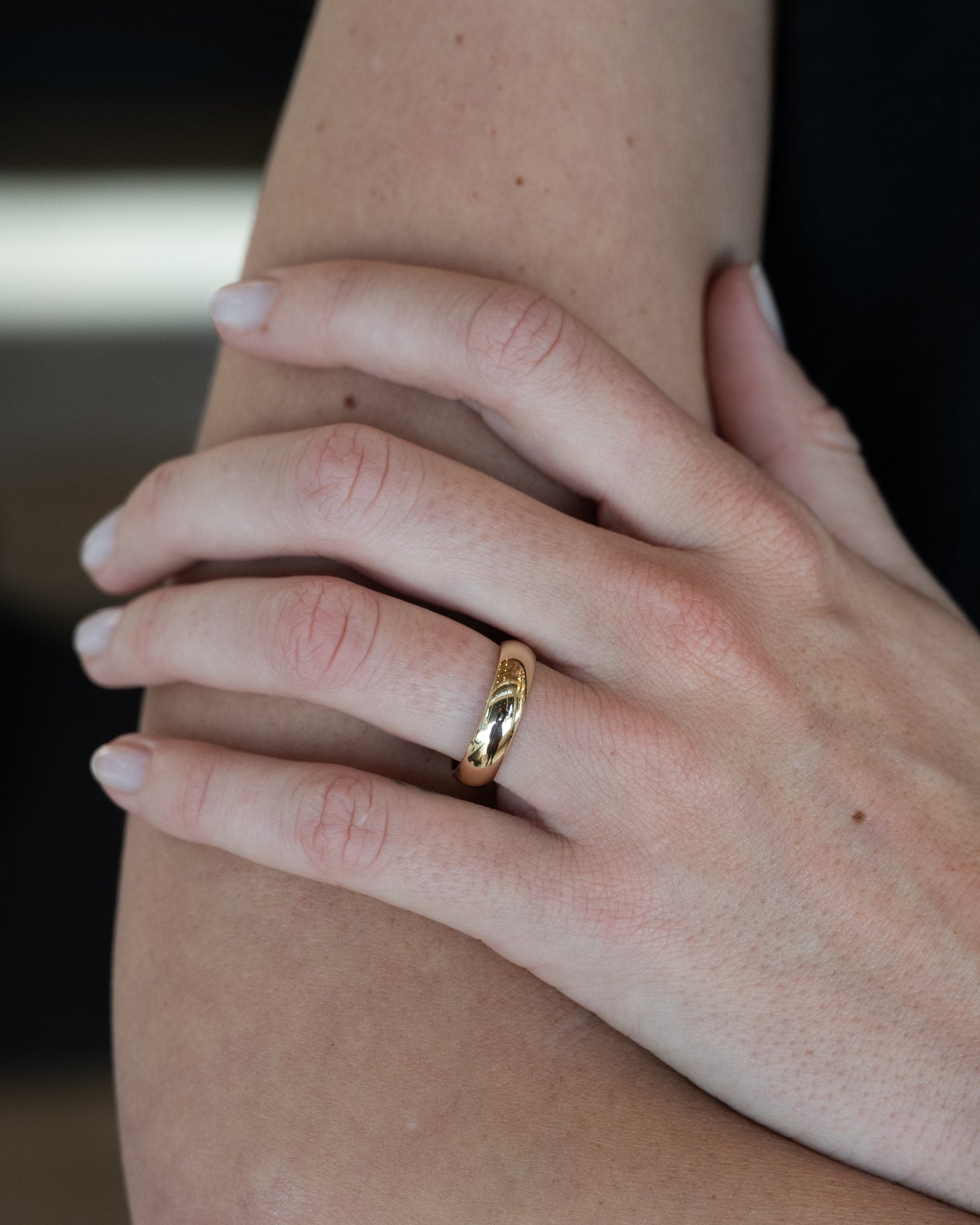 Men's Half Round Wedding Band 14k Yellow Gold