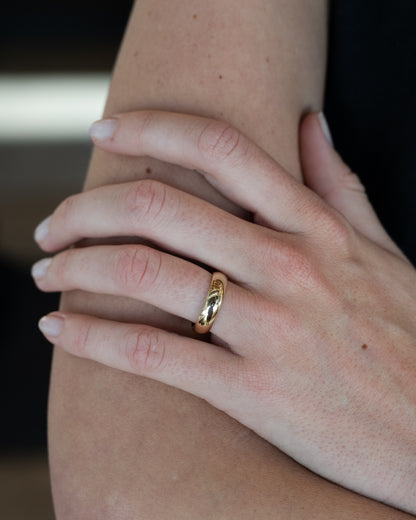 Men's Half Round Wedding Band 14k Yellow Gold