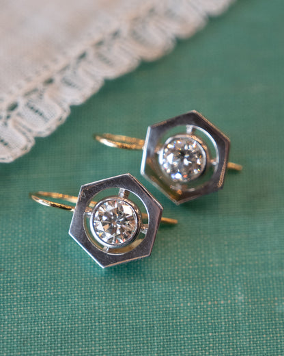 2.00 Transitional Diamond Drop Earrings Platinum & 18k