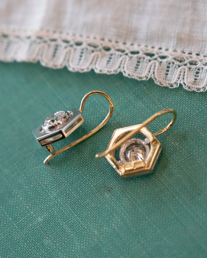 2.00 Transitional Diamond Drop Earrings Platinum & 18k