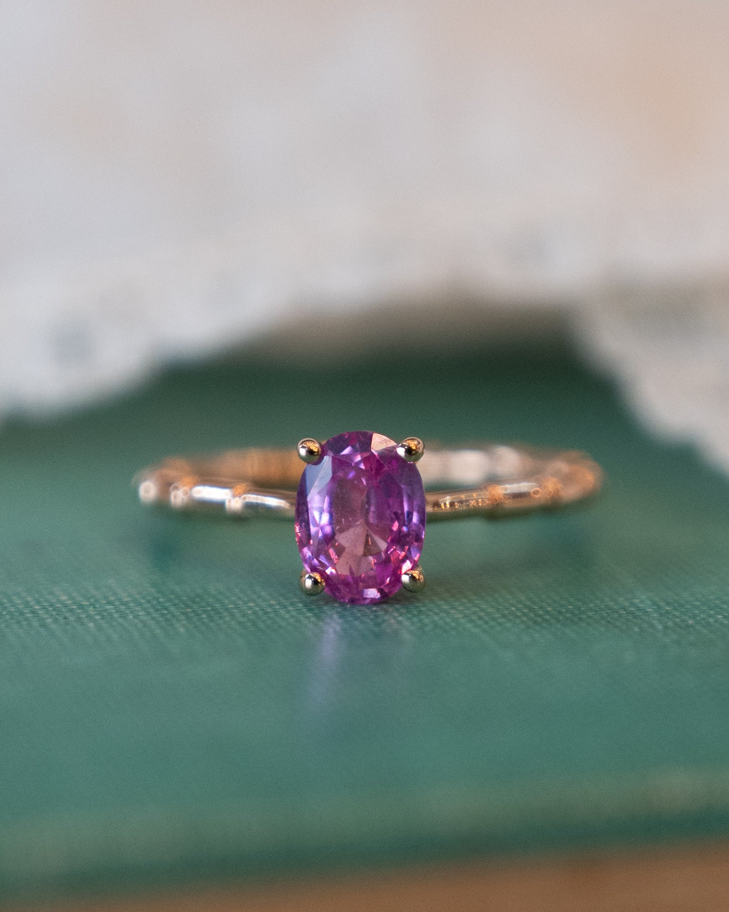 1.25 Oval Pink Sapphire Solitaire Ring 18k Rose Gold