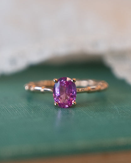 1.25 Oval Pink Sapphire Solitaire Ring 18k Rose Gold