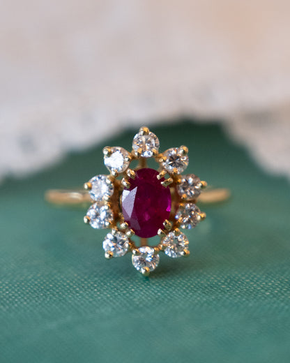 .77 GIA Burma Ruby & Diamond Halo Cocktail Ring 18k