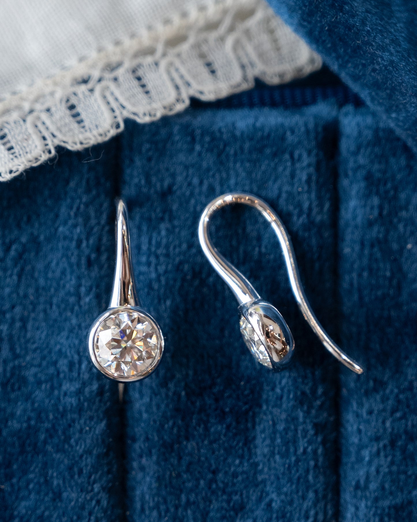 1.40 Bezel Diamond Drop Earrings 18k White Gold