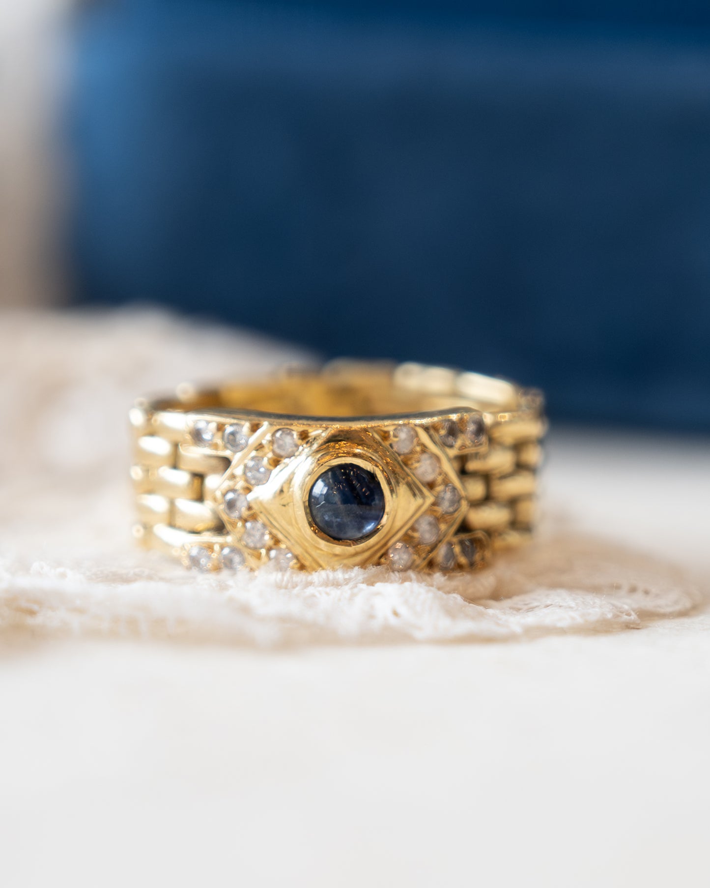 .27 Blue Sapphire & Diamond Flexible Stacking Ring 18k