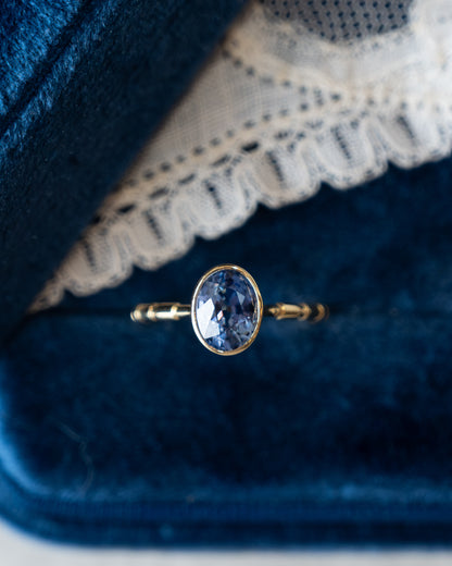 1.81 Oval Blue Sapphire Engagement Ring 18k Yellow Gold