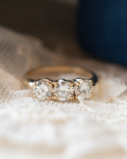 .47 Three Stone Diamond Engagement Ring 10k Yellow Gold
