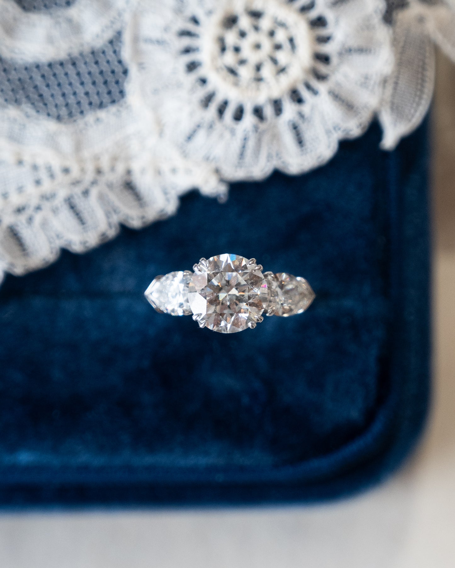 2.39 Three Stone Diamond Engagement Ring Platinum