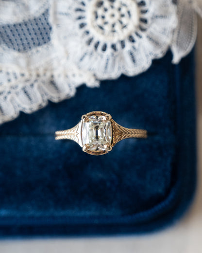 2.01 Old Mine Cushion Diamond Engagement Ring 14k