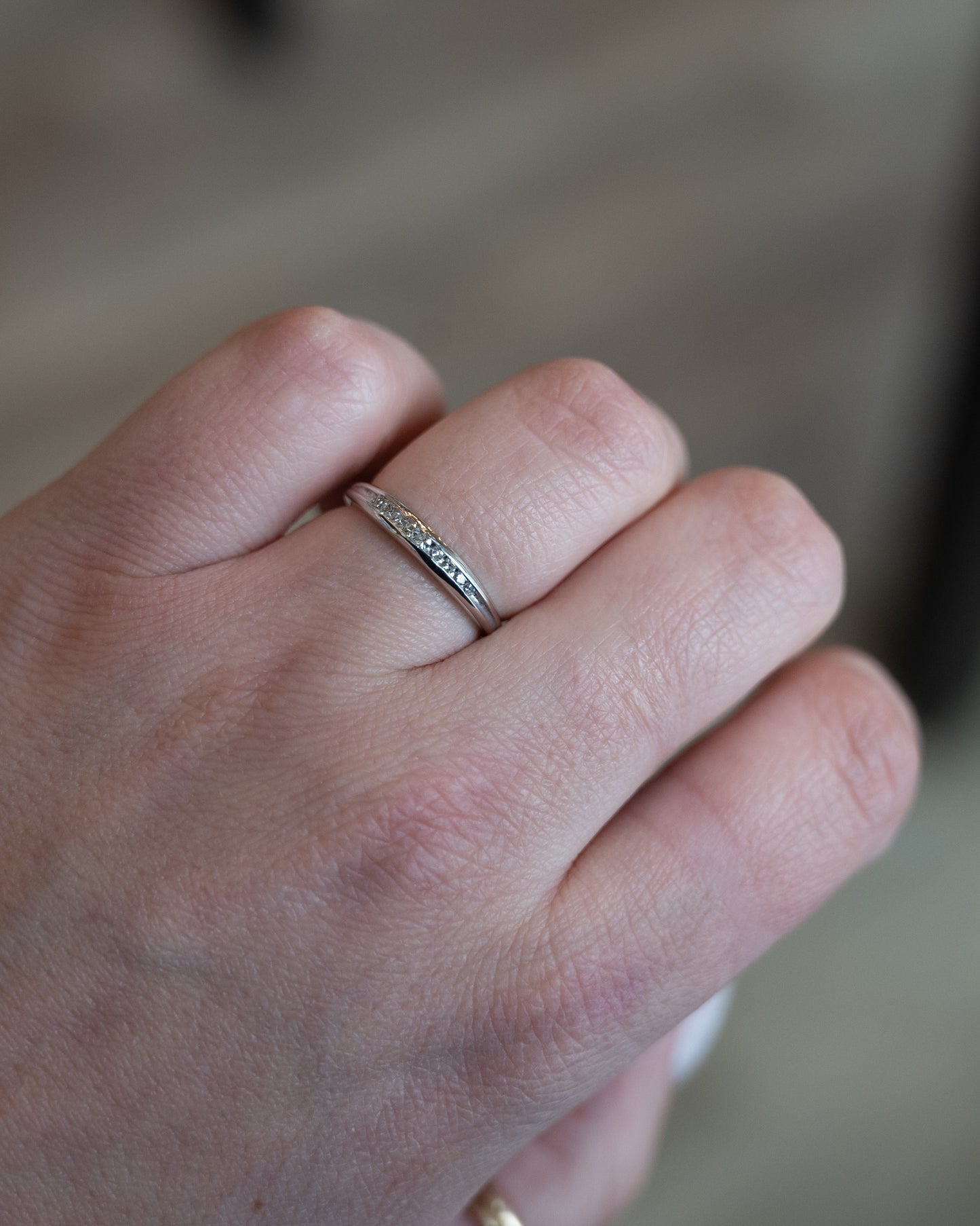 .11 Vintage Diamond Wedding Band 14k White Gold