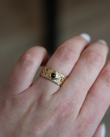 .27 Blue Sapphire & Diamond Flexible Stacking Ring 18k