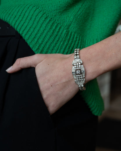 12.96 Vintage 1950s Diamond Bracelet Platinum