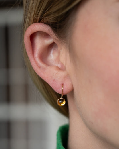 1.12 Cabochon Citrine Drop Earrings 14k Yellow Gold