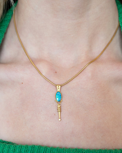 Cabochon Opal & Diamond Pendant Necklace 14k & 18k Gold