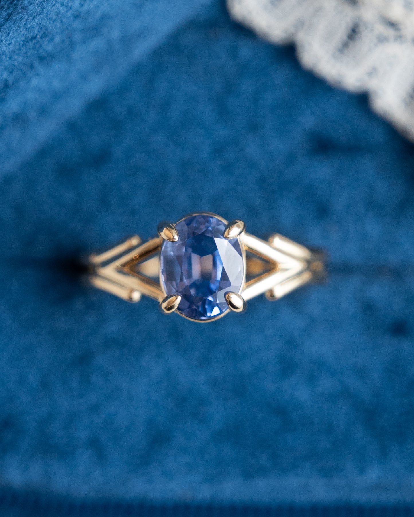 2.05 Oval Blue Sapphire Engagement Ring 14k