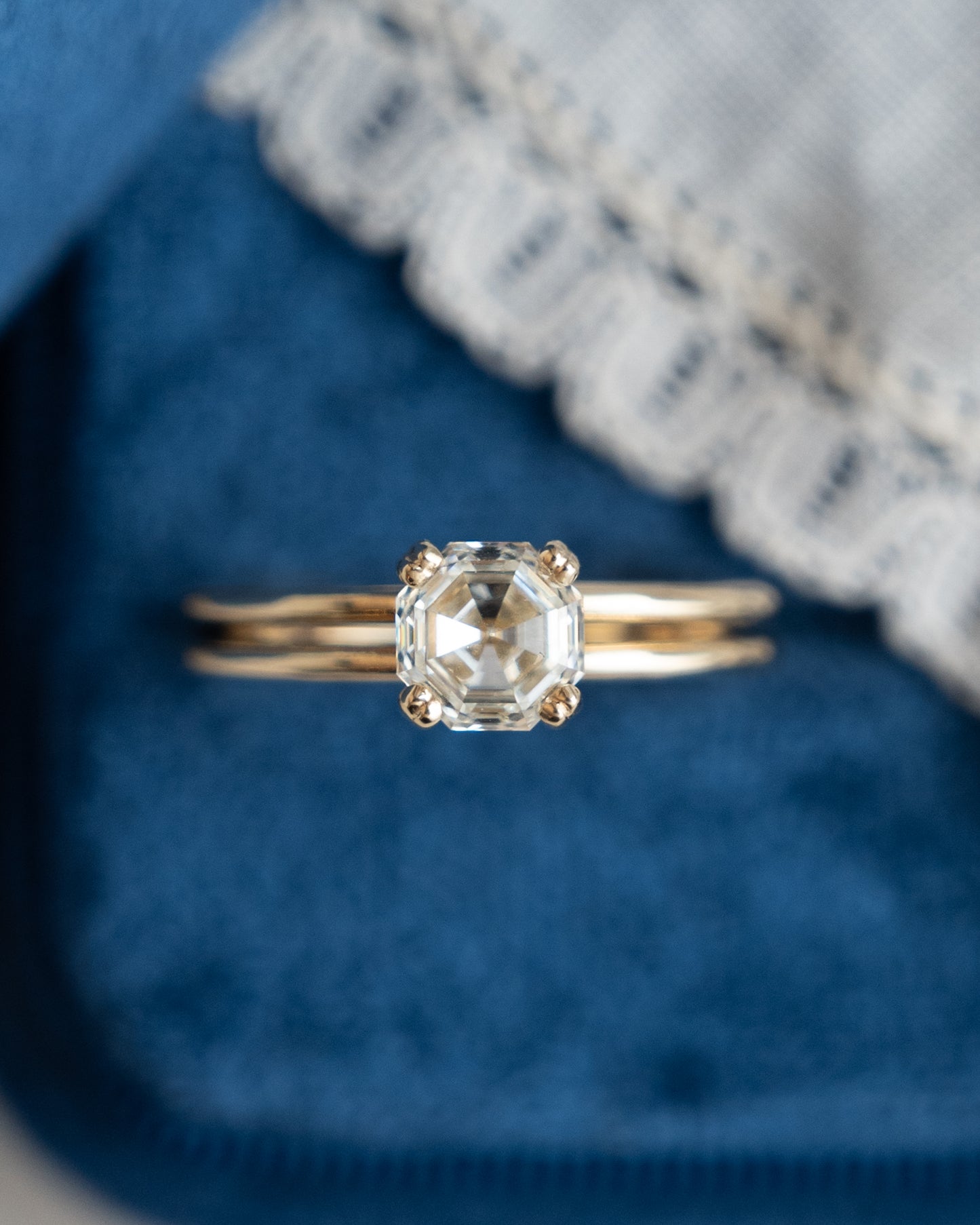 1.37 GIA Octagon Step Cut Diamond Engagement Ring 14k