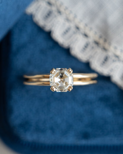 1.37 GIA Octagon Step Cut Diamond Engagement Ring 14k