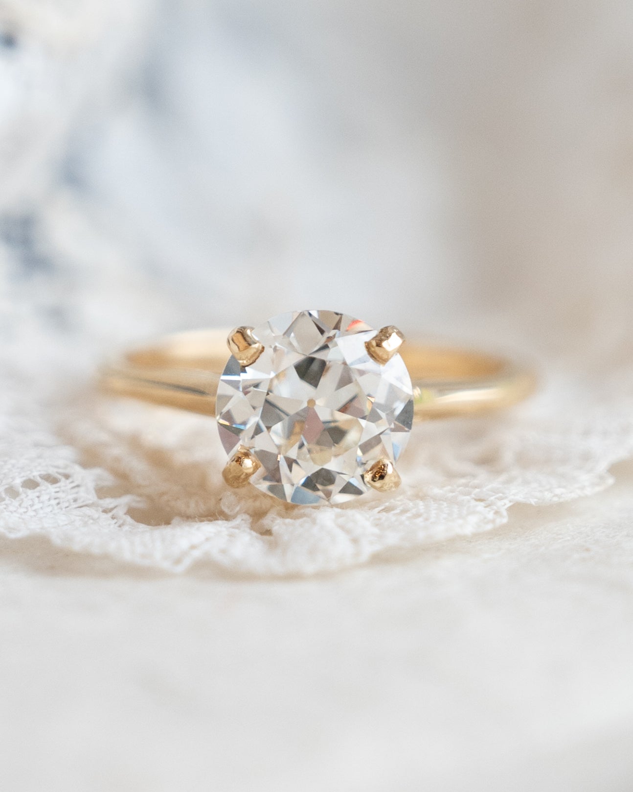 2.13 GIA Old European Diamond Engagement Ring 18k