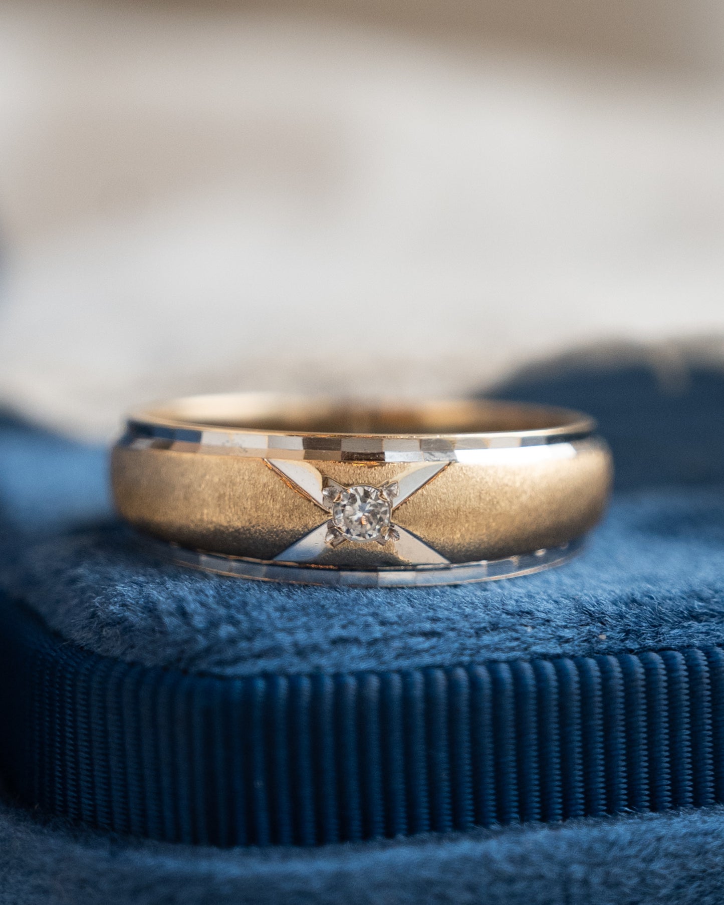 .06 Vintage Mid-Century Diamond Ring Two-Tone 14k