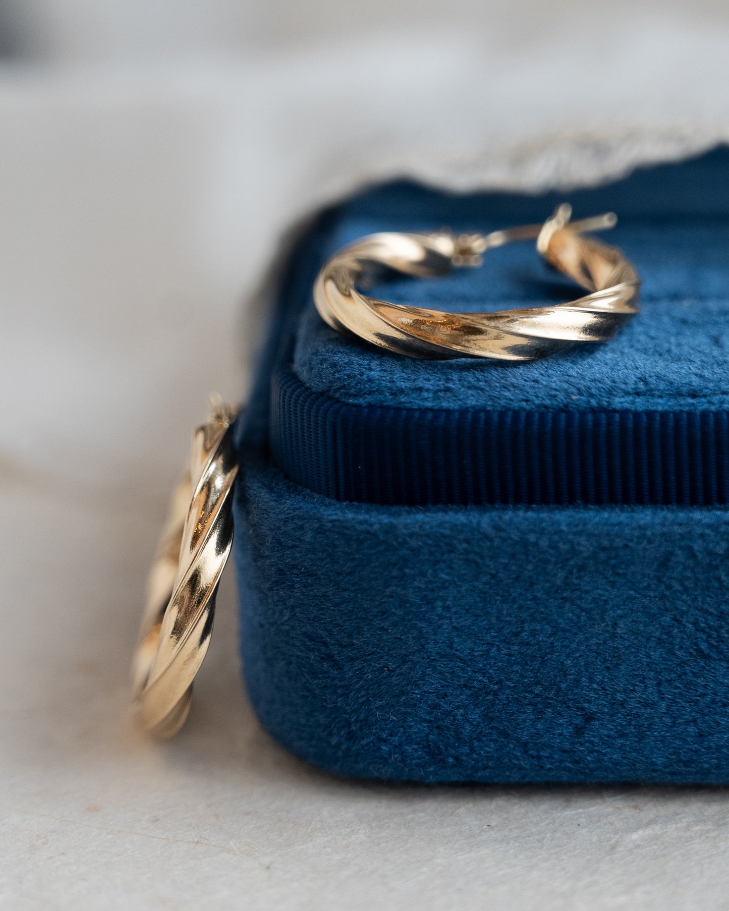 Twisted Spiral Hoop Earrings 14k Yellow Gold