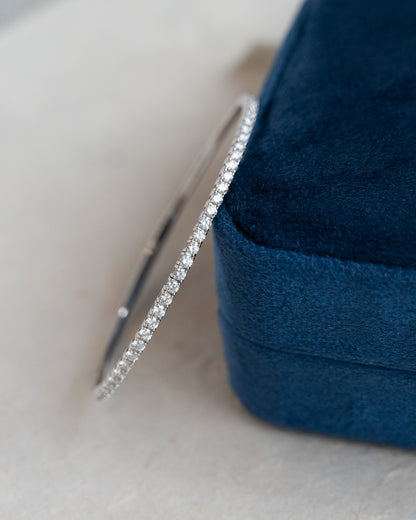 1.57 Flexible Diamond Bangle Bracelet 14k White Gold