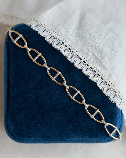 .76 Diamond Oval Link Chain Bracelet 14k Yellow Gold