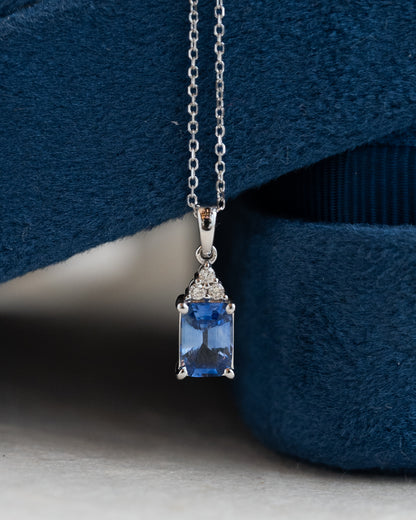 1.06 Sapphire & Diamond Pendant 14k White Gold