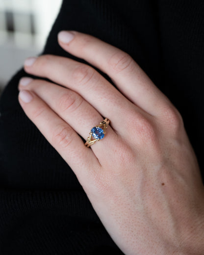 2.05 Oval Blue Sapphire Engagement Ring 14k