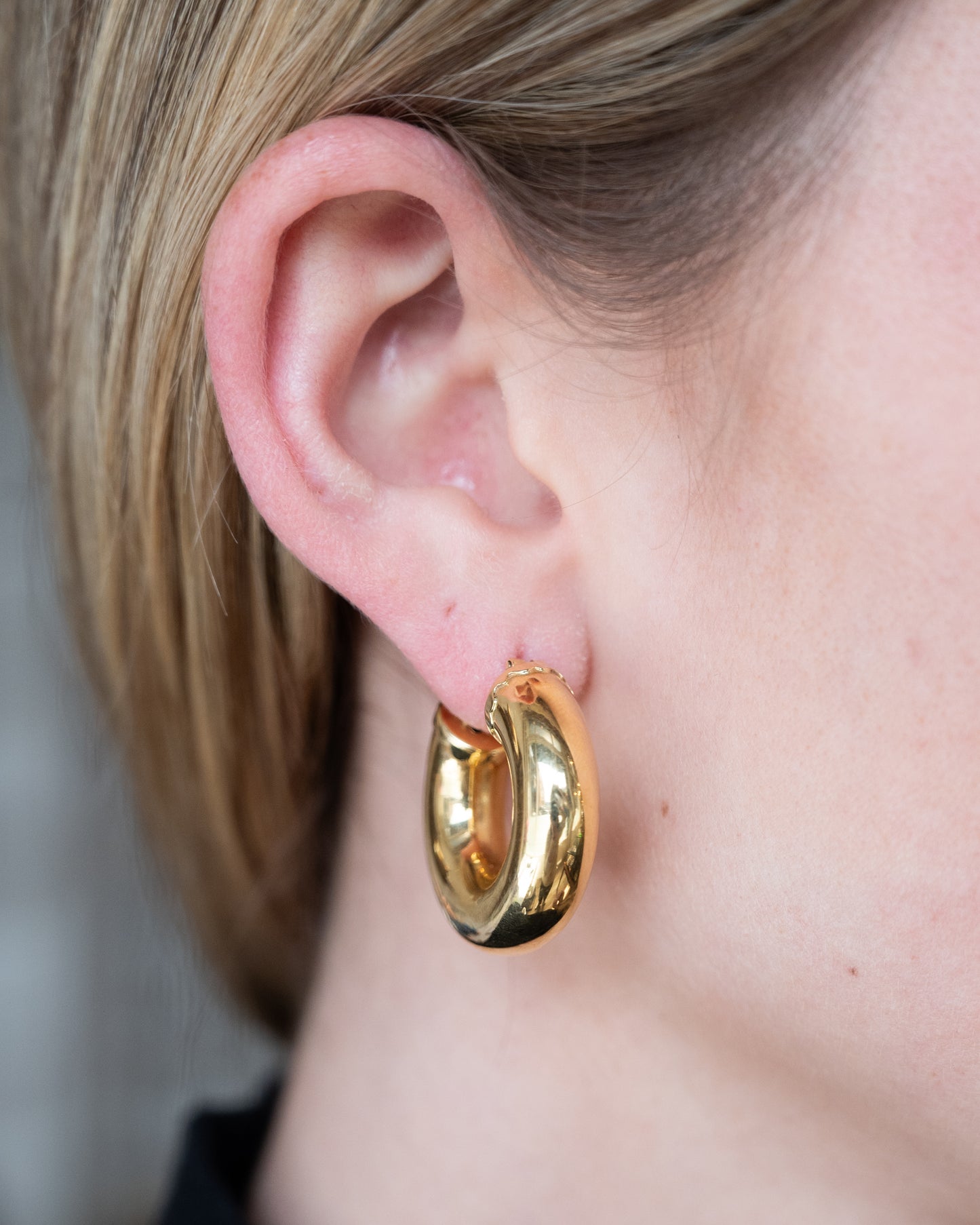 Puffy Tube Hoop Earrings 18k Yellow Gold