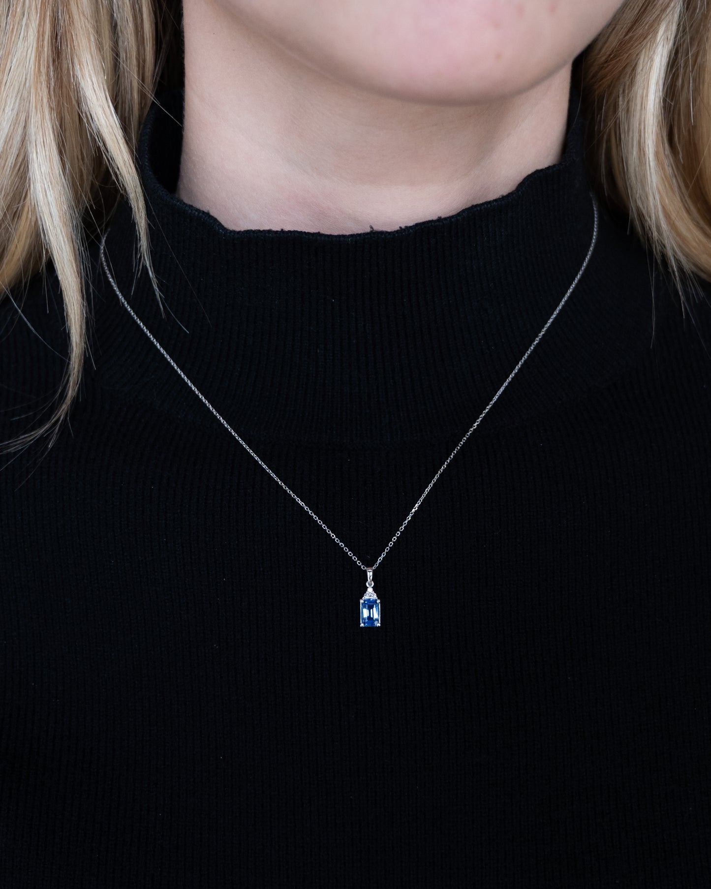 1.06 Sapphire & Diamond Pendant 14k White Gold