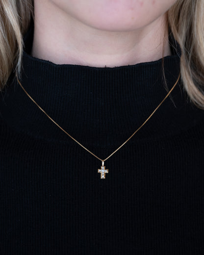 .13 Diamond Cross Pendant Necklace 14k Yellow Gold