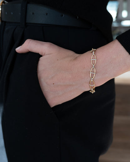 .76 Diamond Oval Link Chain Bracelet 14k Yellow Gold