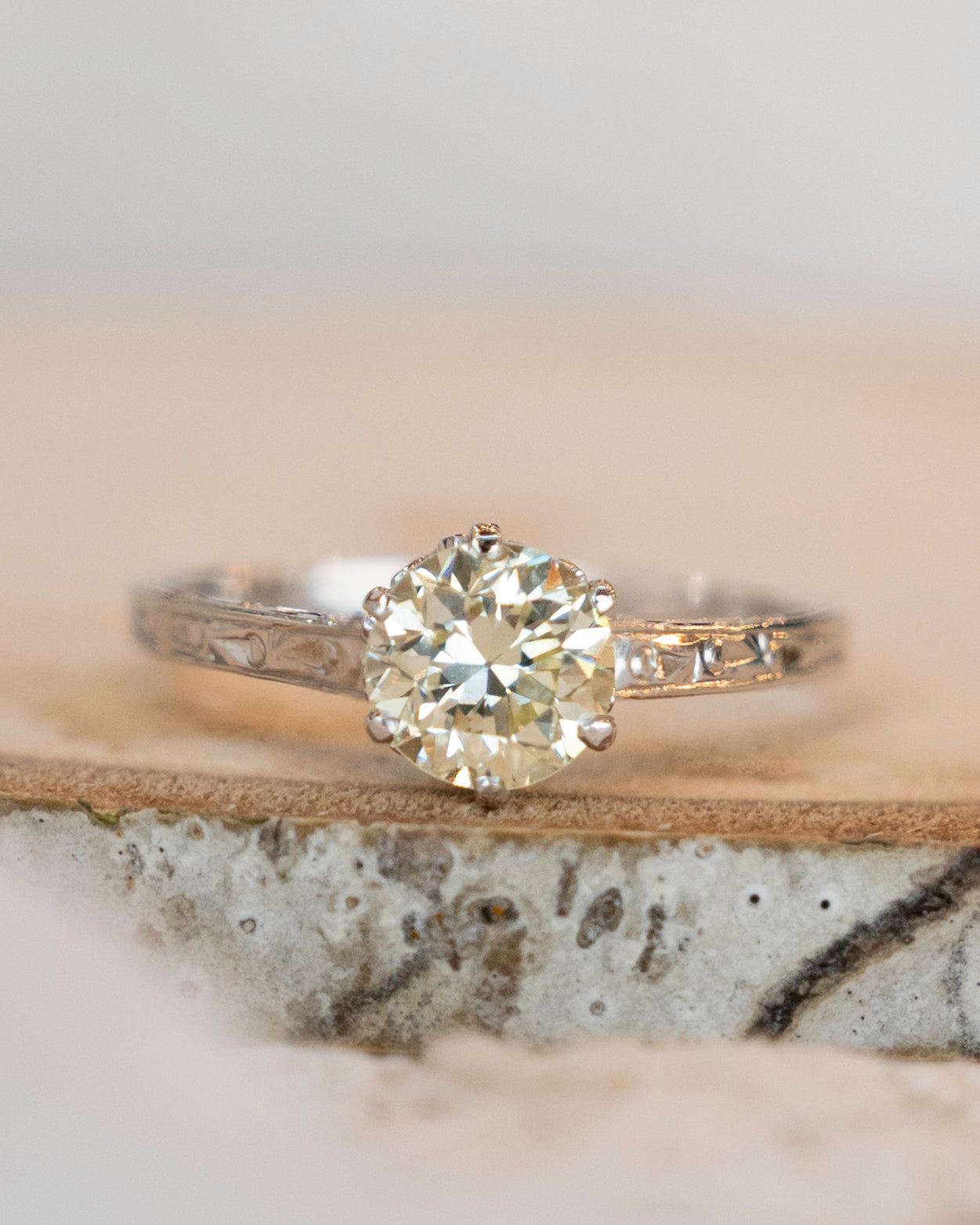 1.05 Vintage Deco Solitaire Engagement Ring in 14k