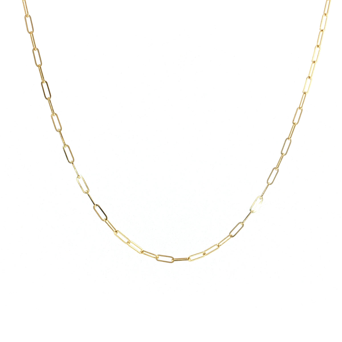 Adjustable Paperclip Chain Necklace 14K Yellow Gold