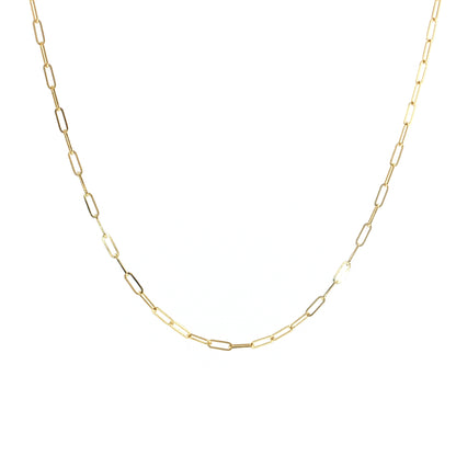 Adjustable Paperclip Chain Necklace 14K Yellow Gold
