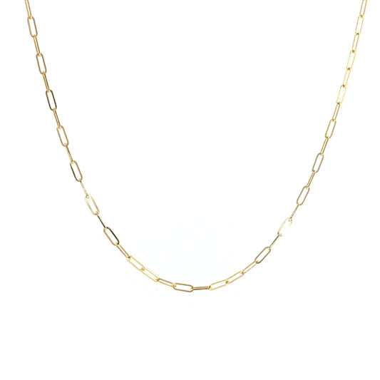 Adjustable Paperclip Chain Necklace 14K Yellow Gold