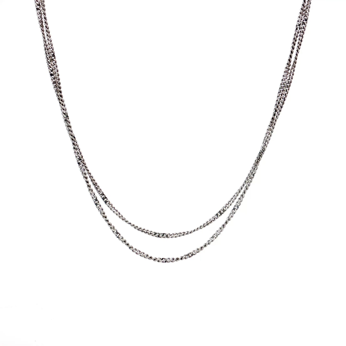 Alfieri St John Double Chain Necklace 18k White Gold