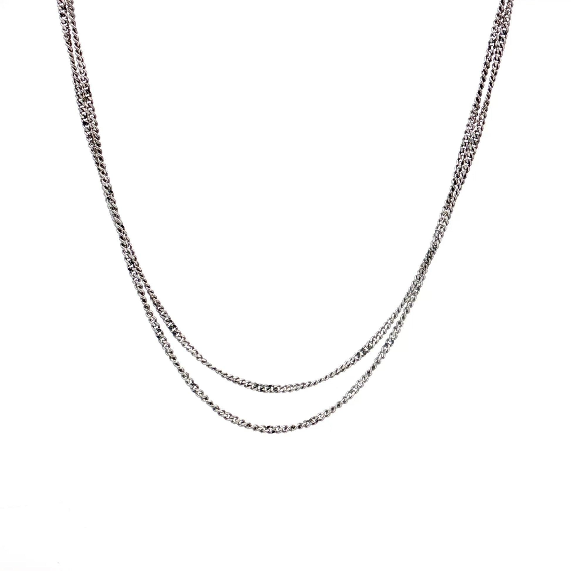Alfieri St John Double Chain Necklace 18k White Gold
