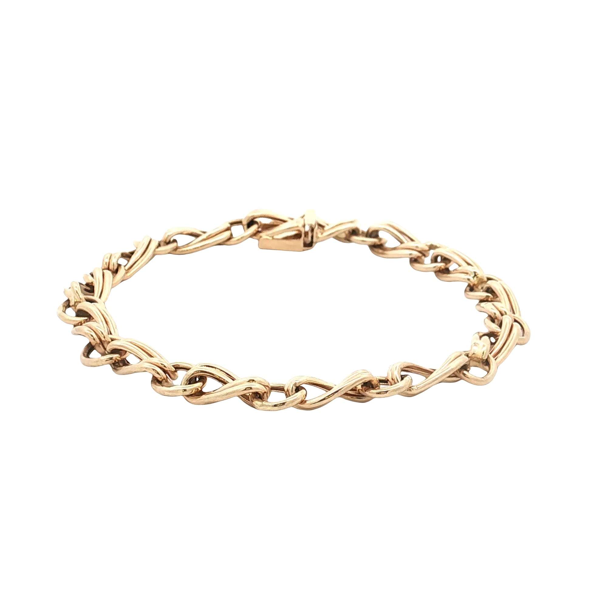 Alternating Twisted Link Chain Bracelet 14k Yellow Gold