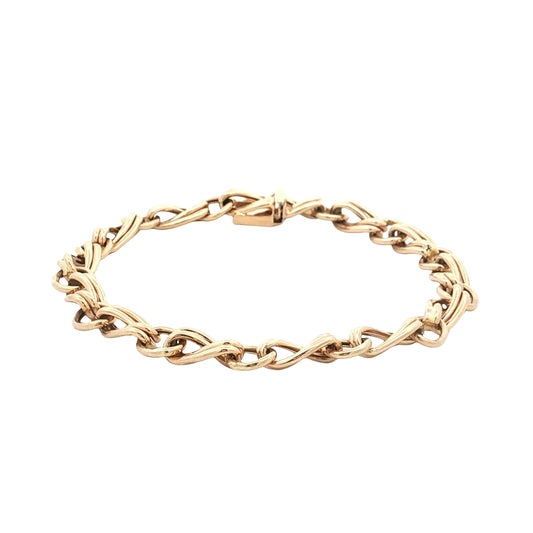Alternating Twisted Link Chain Bracelet 14k Yellow Gold