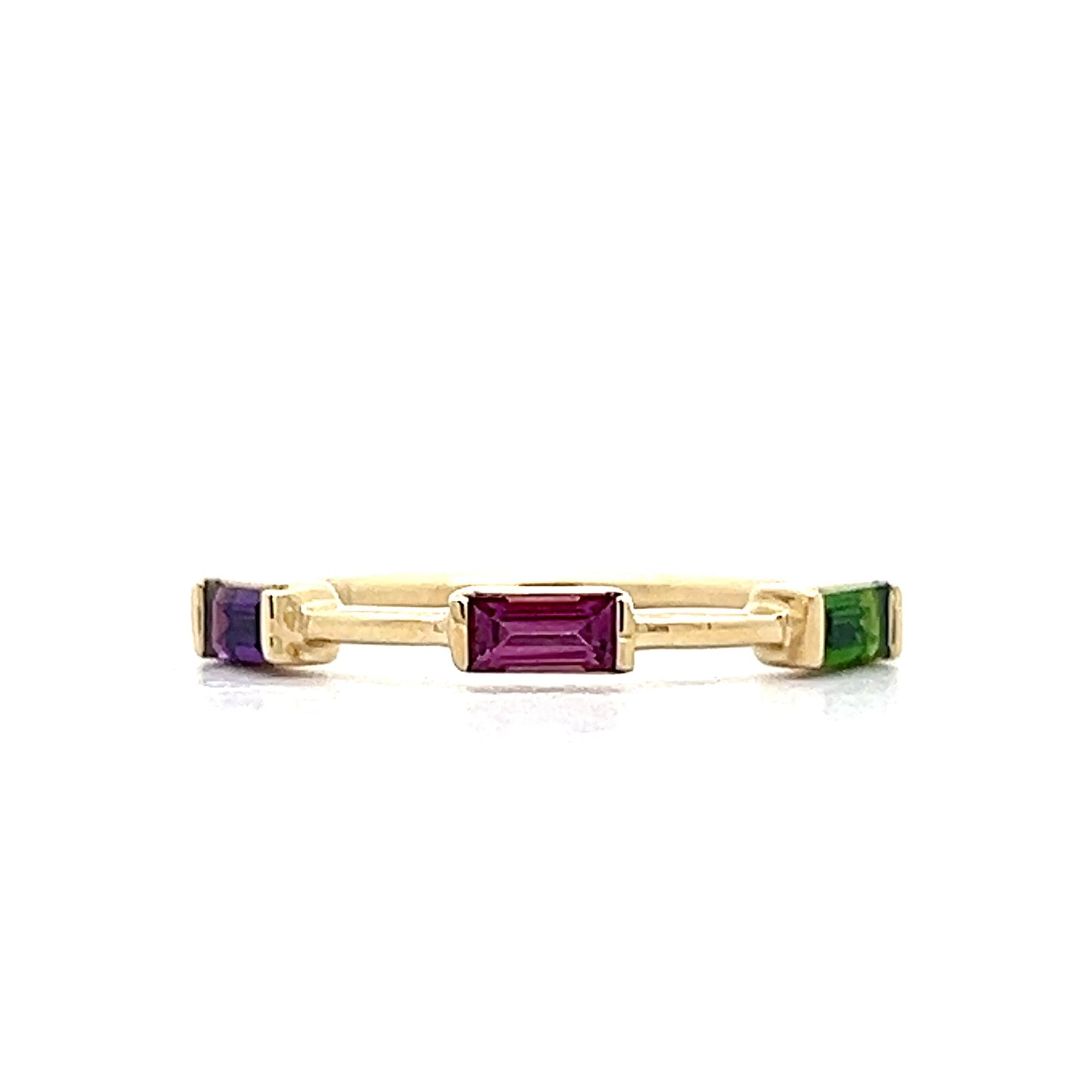 Amethyst & Tsavorite Garnet Stacking Ring in 14k