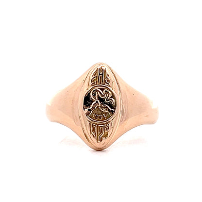Antique Art Deco Engraved Navette Ring in 10k