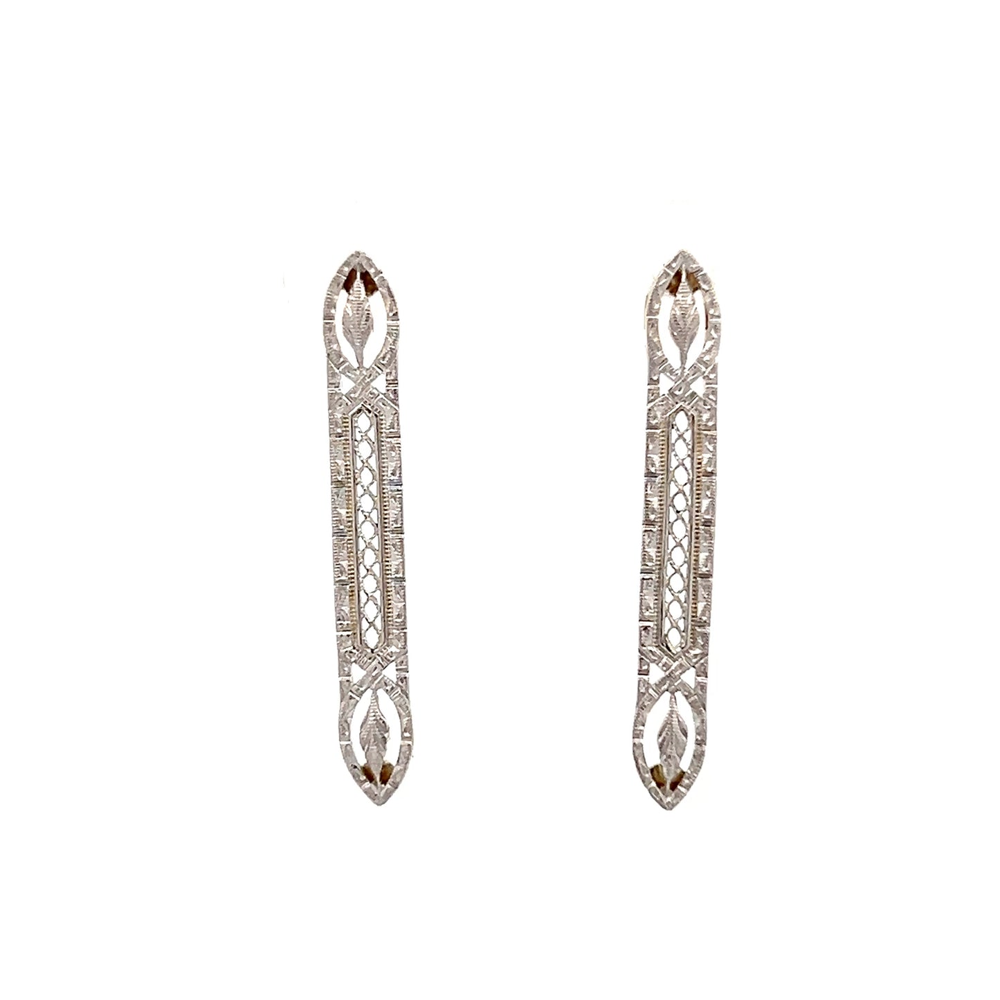 Antique Art Deco Filigree Earrings in 14k