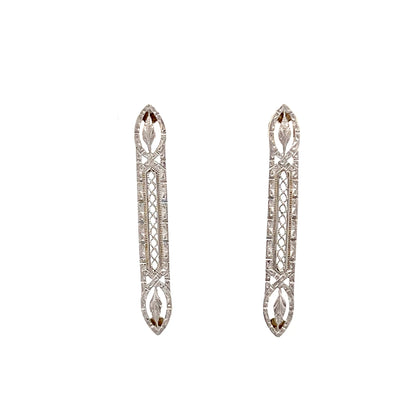 Antique Art Deco Filigree Earrings in 14k