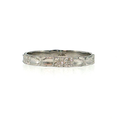 Antique Art Deco Men's Wedding Band 10k White Gold