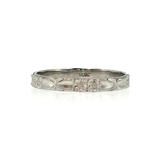 Antique Art Deco Men's Wedding Band 10k White Gold