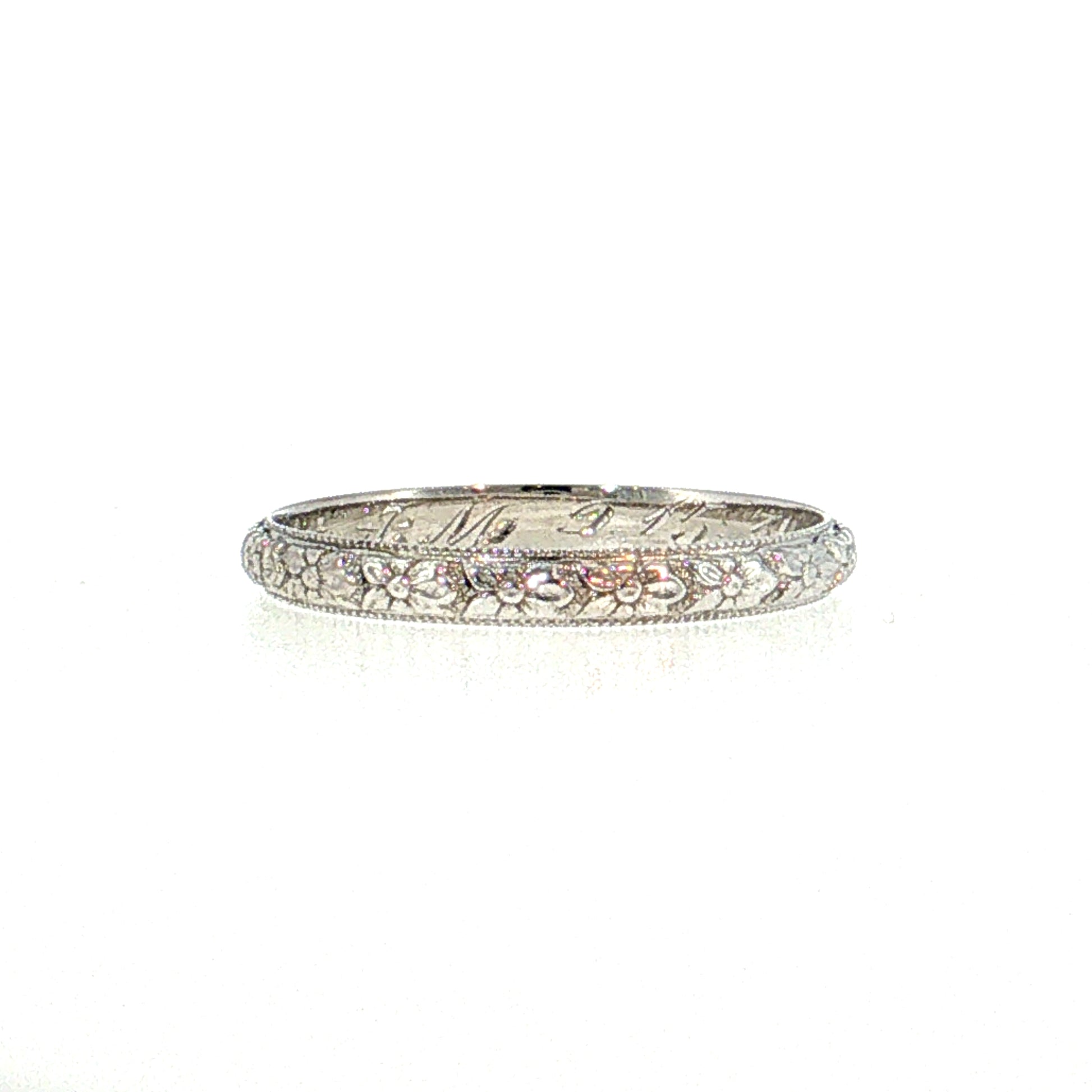 Antique Art Deco Orange Blossom Wedding Band 18k White Gold