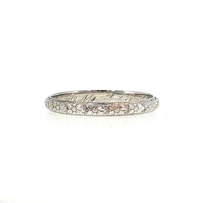 Antique Art Deco Orange Blossom Wedding Band 18k White Gold