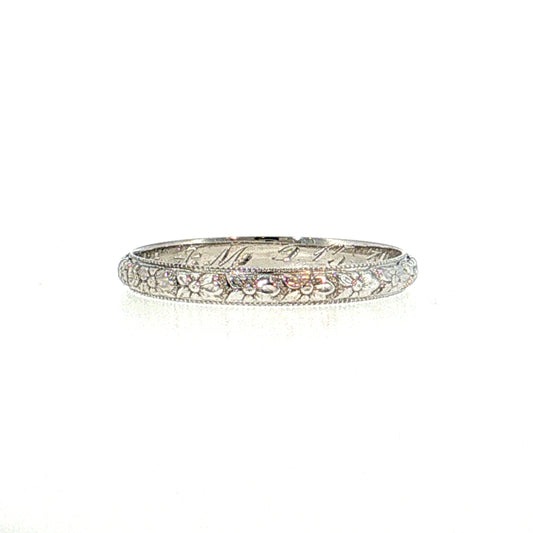 Antique Art Deco Orange Blossom Wedding Band 18k White Gold