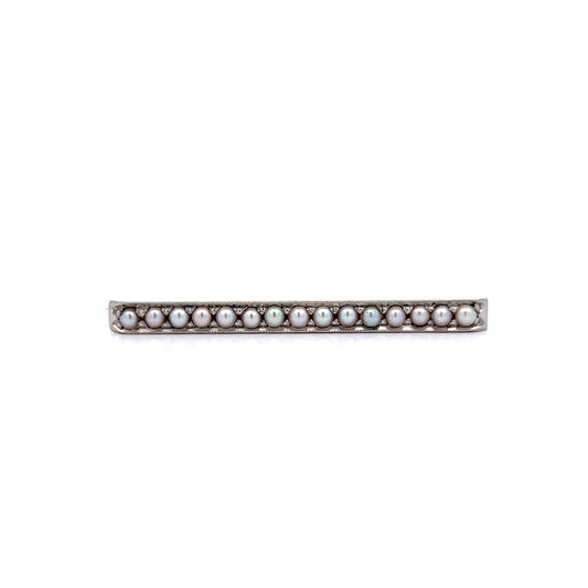 Antique Art Deco Pearl Brooch 14k Two-Tone Gold
